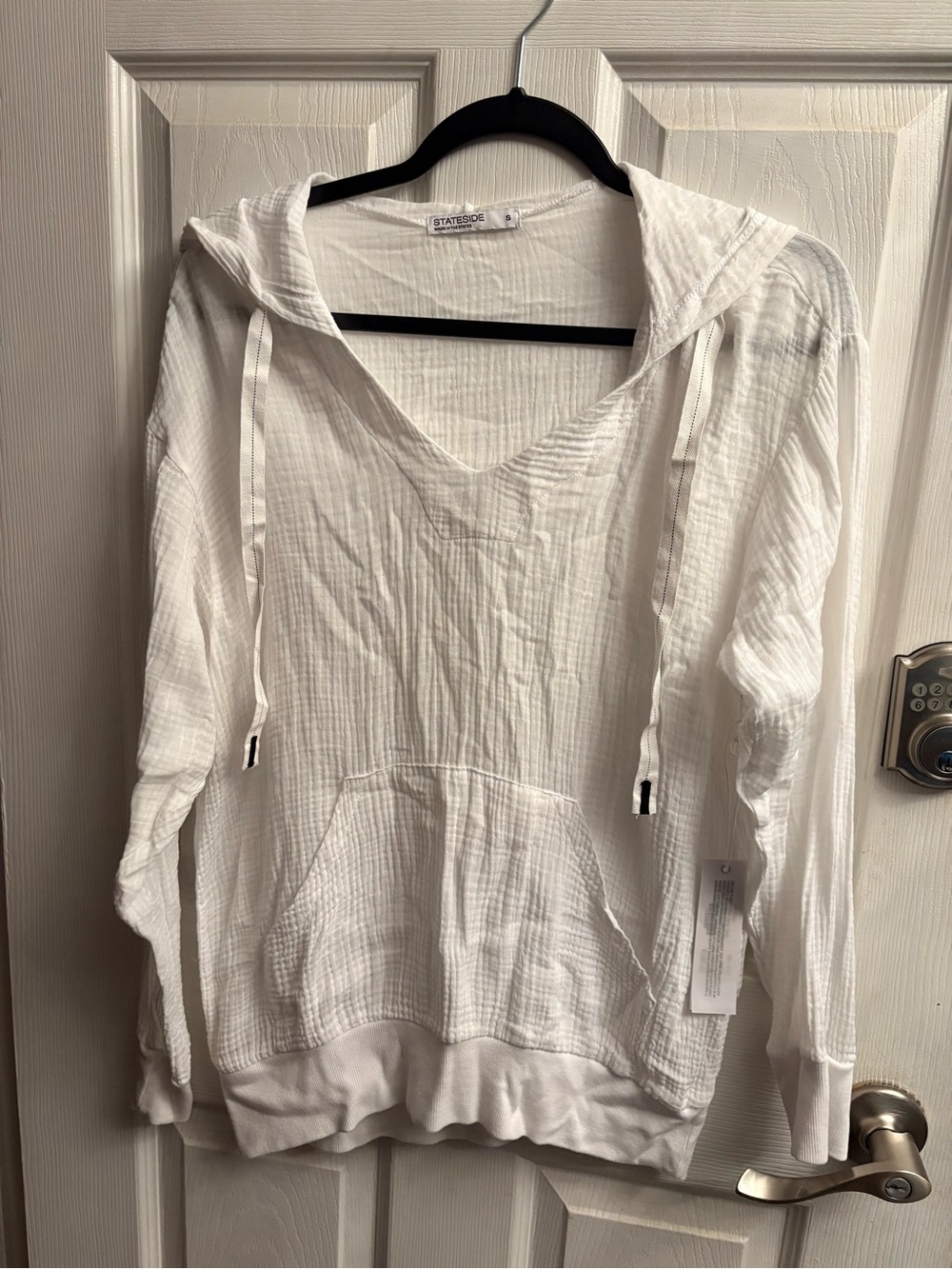 Stateside White Gauze Top with Label Detail